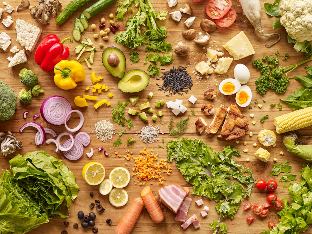 Nutritious breakfast with protein, whole grains, and vegetables